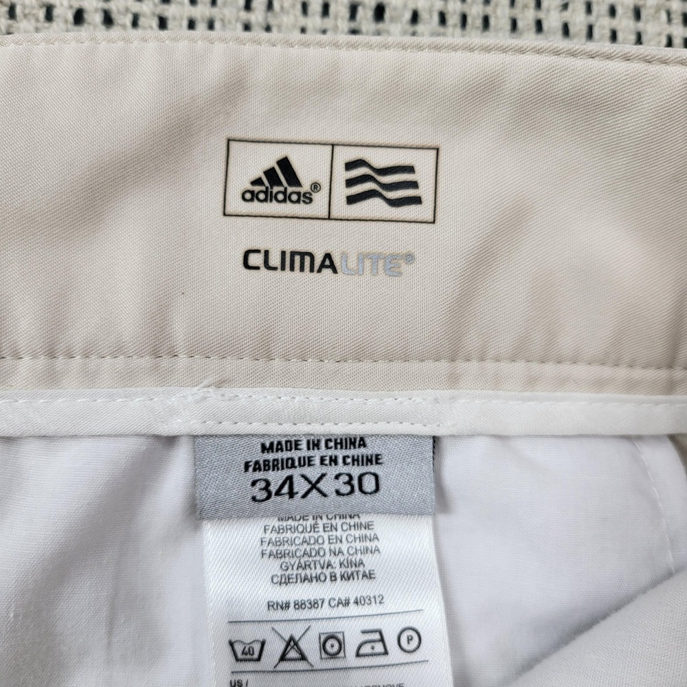 Adidas Climalite Pants Mens 34x30 Beige Golf Lightweight Performance Khakis - Picture 3 of 7